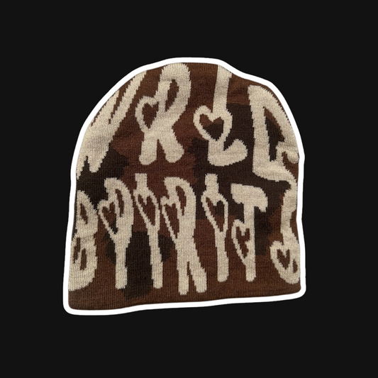 "Planet Love" Beanie (Brown & White)