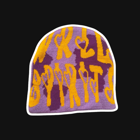 "Planet Love" Beanie (Purple & Yellow)